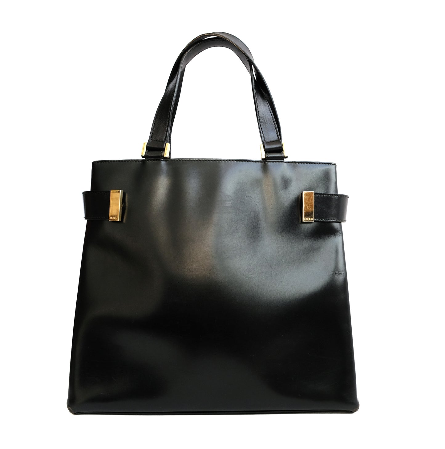 Gucci Vintage Handbag in Black Leather with Detachable Shoulder Strap