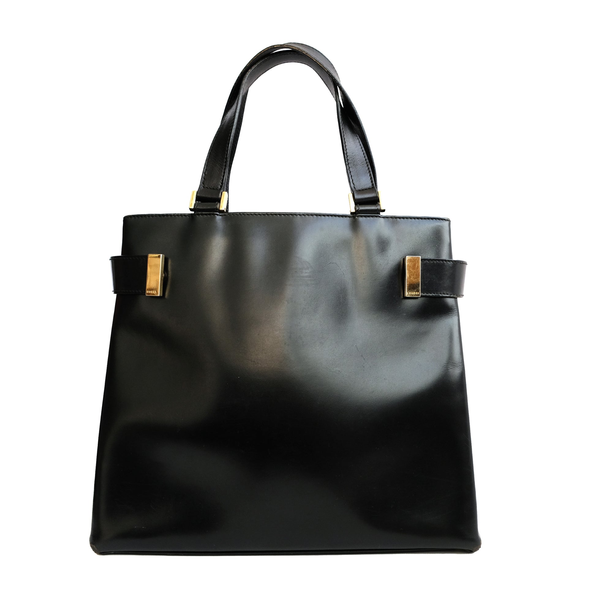 Gucci Vintage Handbag in Black Leather with Detachable Shoulder Strap