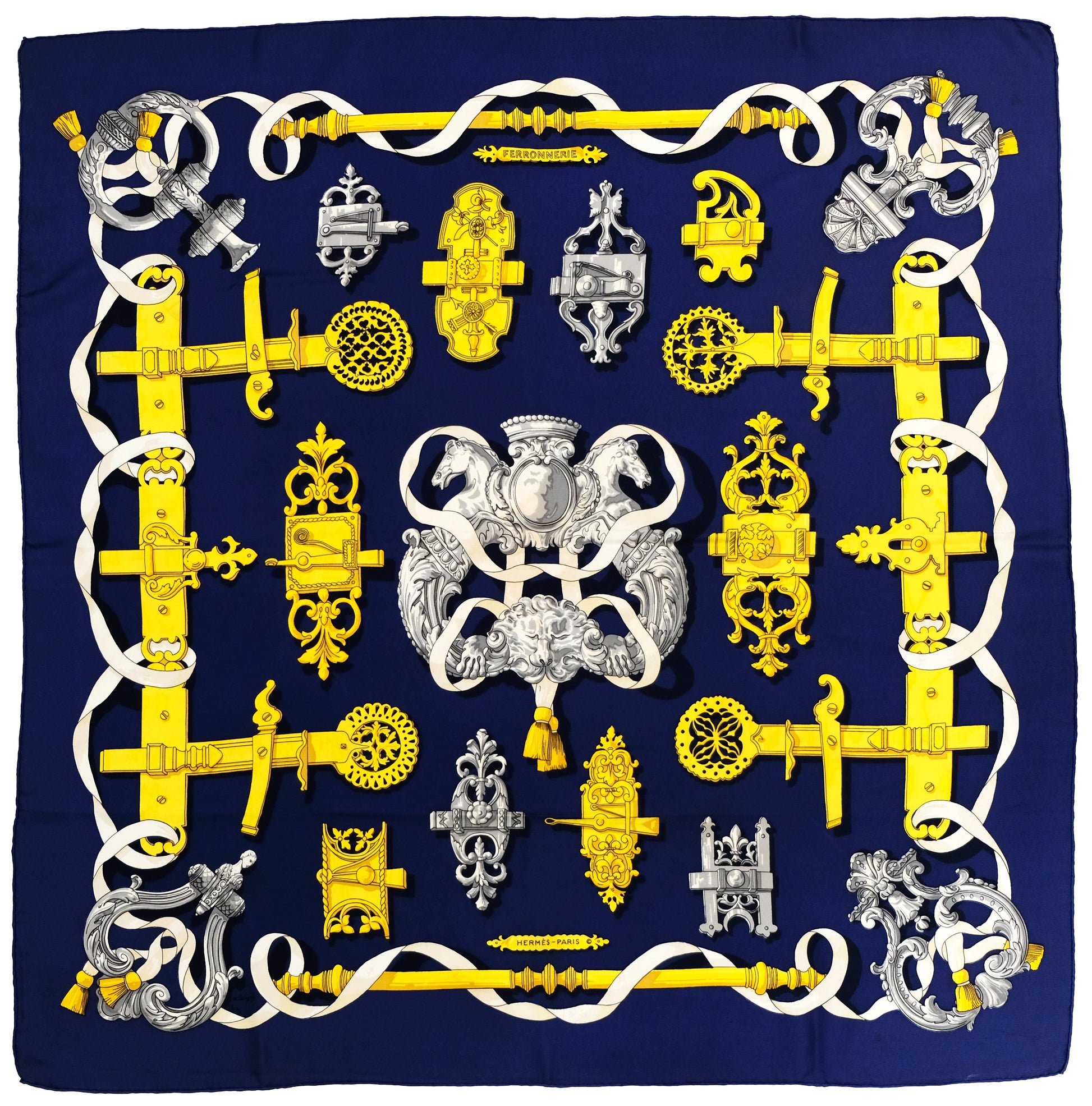 Hermes Vintage Silk Square,  "Ferronnerie", 1970