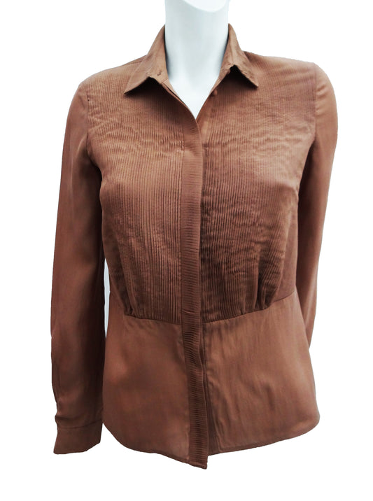 Issa Pintuck Blouse in Cinnamon Silk, UK8
