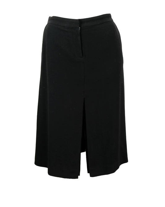 Joseph A-line Skirt in Black Crepe with Front Split, UK10